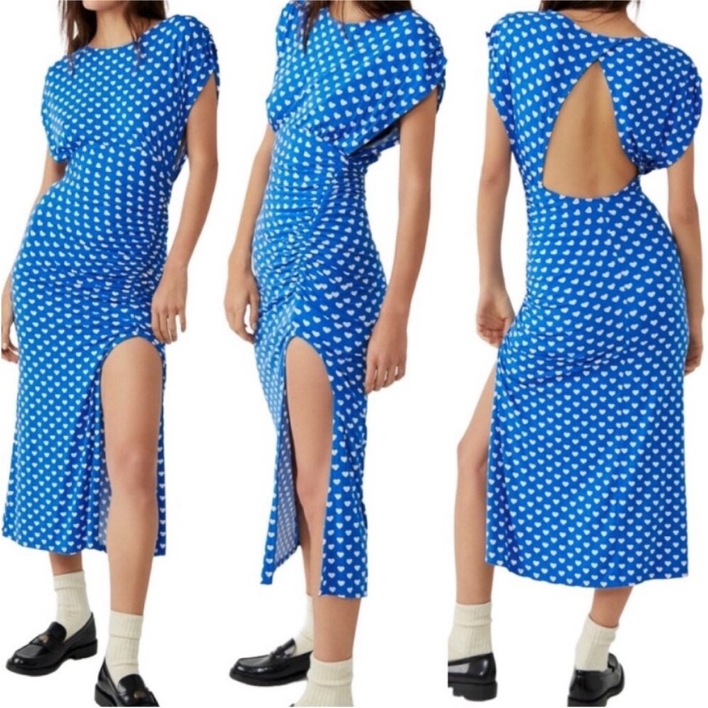 Free People Lakeside Black Dress with Heart Pattern - Picture 4 of 4